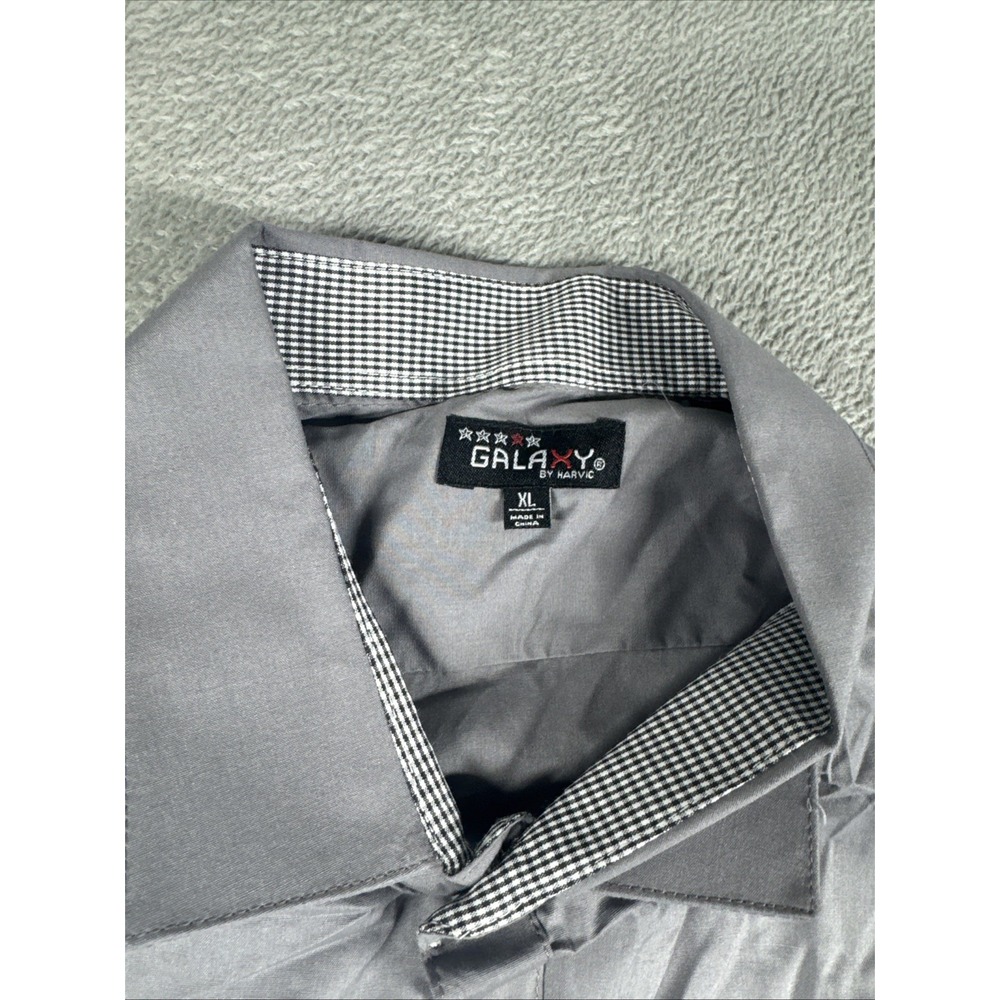 NWT GALAXY BY HARVIC Men's Long Sleeve Button Shirt Business CasualGray Size XL - Picture 7 of 9